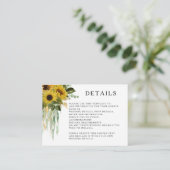 Moderne Black Sunflower Weddenschap - Gegevens Informatiekaartje (Staand voorkant)