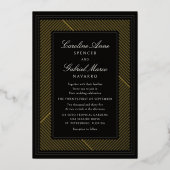 Moderne Black Tie Deco Bruiloft Folie Uitnodiging (Voorkant)