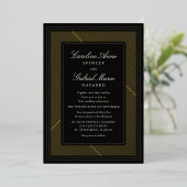 Moderne Black Tie Deco Bruiloft Folie Uitnodiging (Staand Voorkant)