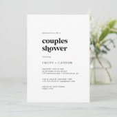 Moderne Black Typography Couples Shower Kaart (Staand voorkant)