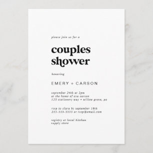 Moderne Black Typography Couples Shower Kaart