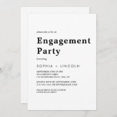 Moderne Black Typography Engagement Party Kaart (Voorkant / Achterkant)