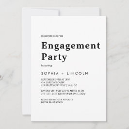 Moderne Black Typography Engagement Party Kaart