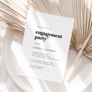 Moderne Black Typography Engagement Party Kaart
