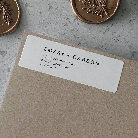 Moderne Black Typography Return Address Label