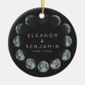 Moderne Black Waterverf Moon Phases Weddenschap Aa Keramisch Ornament (Voorkant)