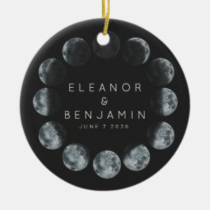 Moderne Black Waterverf Moon Phases Weddenschap Aa Keramisch Ornament