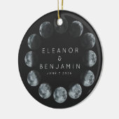 Moderne Black Waterverf Moon Phases Weddenschap Aa Keramisch Ornament (Links)