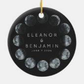 Moderne Black Waterverf Moon Phases Weddenschap Aa Keramisch Ornament (Achterkant)