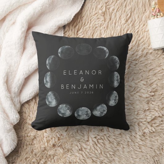 Moderne Black Waterverf Moon Phases Weddenschap Aa Kussen (Deken)