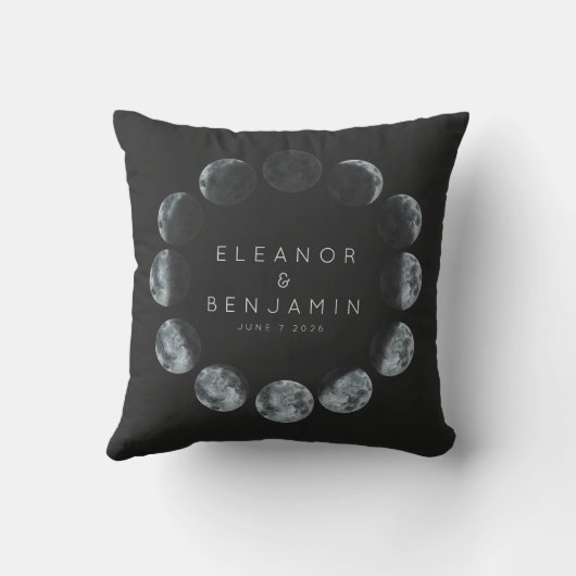 Moderne Black Waterverf Moon Phases Weddenschap Aa Kussen (Achterkant)