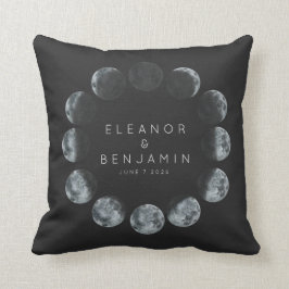Moderne Black Waterverf Moon Phases Weddenschap Aa Kussen
