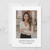 Moderne Black Wavy Lijst Foto Afstudeerfeest Kaart (Achterkant)