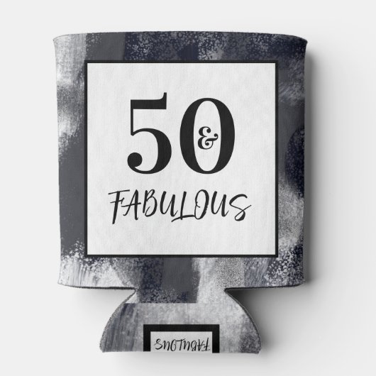 Moderne Black & White 50- & Fabulous Birthday Part Blikjeskoeler (Achterkant)