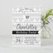 Moderne Black & White Azteekse Llama Verjaardag Kaart (Staand voorkant)