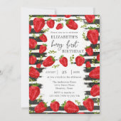 Moderne Black White Berry Eerste 1e Verjaardag Fot Kaart (Achterkant)