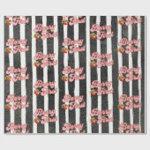 Moderne Black White Berry Eerste Verjaardag Aardbe Cadeaupapier (Vlak)