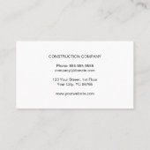 Moderne Black White Bold Font Construction Visitekaartje (Achterkant)