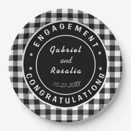 Moderne Black White Buffalo Checks Engagement Part Papieren Bordje