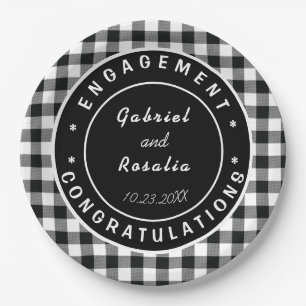 Moderne Black White Buffalo Checks Engagement Part Papieren Bordje