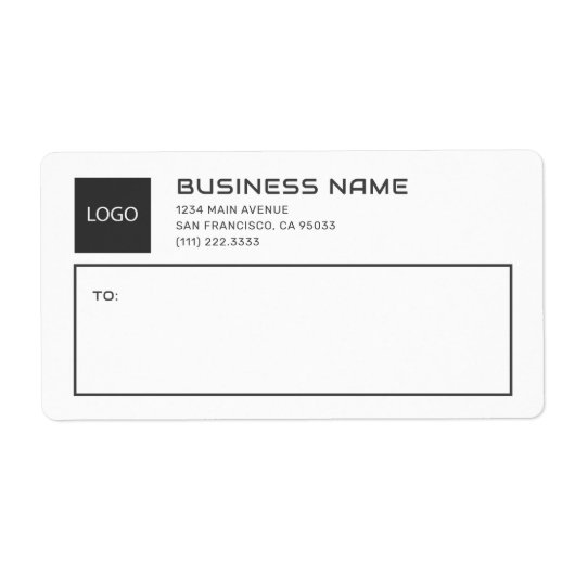 Moderne Black & White Business Logo Verzendlabels Etiket (Voorkant)