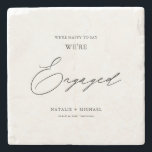 Moderne Black & White Calligraphy Engagement Party Stenen Onderzetter<br><div class="desc">Introductie van ons moderne zwarte en witte kalligrafiefeentegment Onderzetter! Viel uw verlovingsfeest met deze elegante en gepersonaliseerde onderzetters die de woorden "We zijn Engaged" in prachtige kalligrafie dragen. Het onderzetter is ontworpen om eenvoudig maar stijlvol te zijn met een moderne aanraking, waardoor het perfect is voor elke moderne trouwreceptidecor. U...</div>