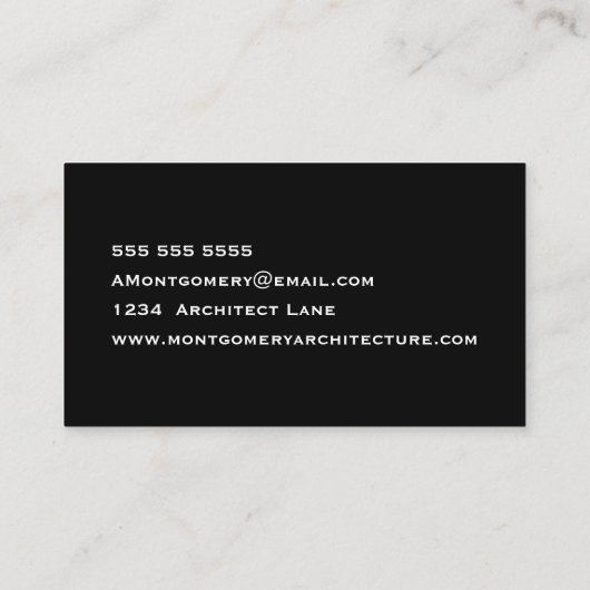 Moderne Black & White City Skyline Architect Visitekaartje (Achterkant)
