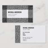Moderne Black White Etched Graphic Pattern-rand Visitekaartje (Voorkant / Achterkant)