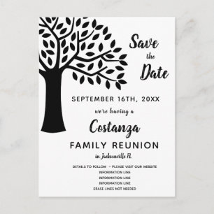 Moderne Black & White Family Reünie Save the Date Briefkaart