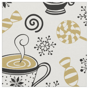 Moderne Black White Gold Coffee Cup Snoep Snowflak Stof