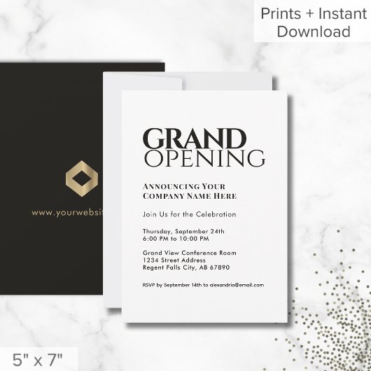 Moderne Black White Grand Opening Uitnodiging