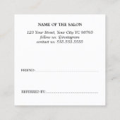 Moderne Black White Heart Salon Aanbevelingskaartje (Achterkant)