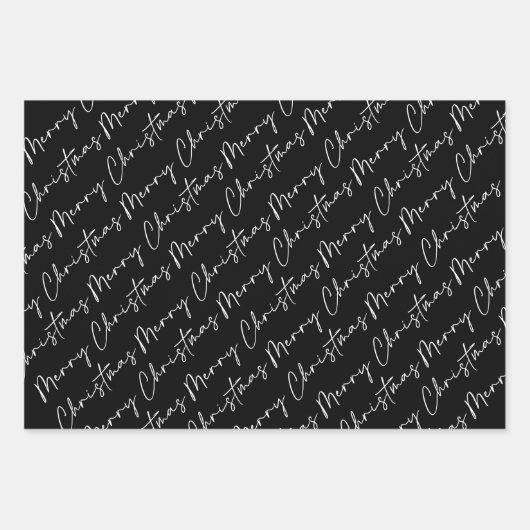 Moderne Black White Kerstboom Vakantie Inpakpapier Vel (Voorkant 2)