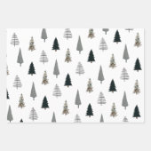 Moderne Black White Kerstboom Vakantie Inpakpapier Vel (Voorkant)