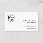 Moderne Black White Life Insurance Broker QR-code Visitekaartje (Voorkant)