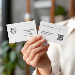 Moderne Black White Life Insurance Broker QR-code Visitekaartje