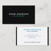 Moderne Black & White Oprichter CEO Visitekaartje (Voorkant / Achterkant)