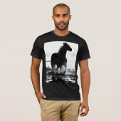 Moderne Black White Running Horse Pop Art-Mannen T-shirt (Voorkant volledig)