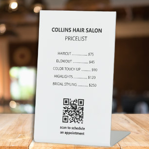 Moderne Black White Salon Service prijslijst Reclamebord Met Voetstuk