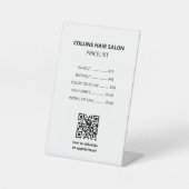 Moderne Black White Salon Service prijslijst Reclamebord Met Voetstuk (Voorkant)