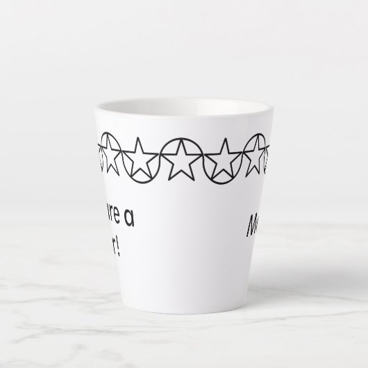 Moderne Black & White Star Gepersonaliseerde Latte Latte Mok (Voorkant)