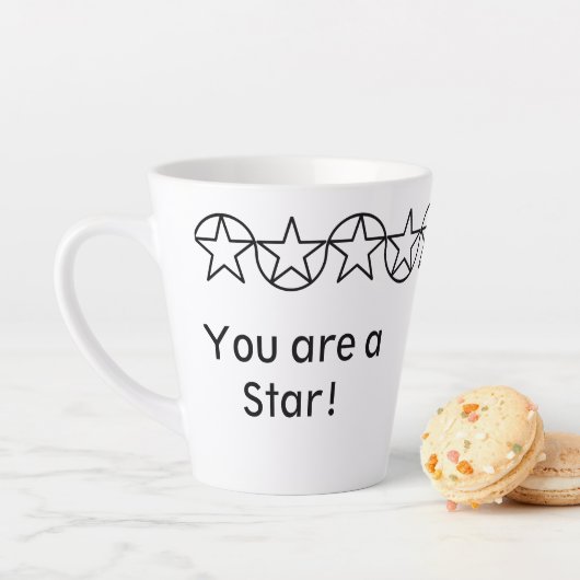 Moderne Black & White Star Gepersonaliseerde Latte Mok (In situ)