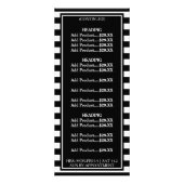 Moderne Black White Stripes Schoonheidssalon Prijs Reclamekaart (Achterkant)
