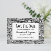 Moderne Black White Waterverf Wedding Custom Save The Date (Staand voorkant)