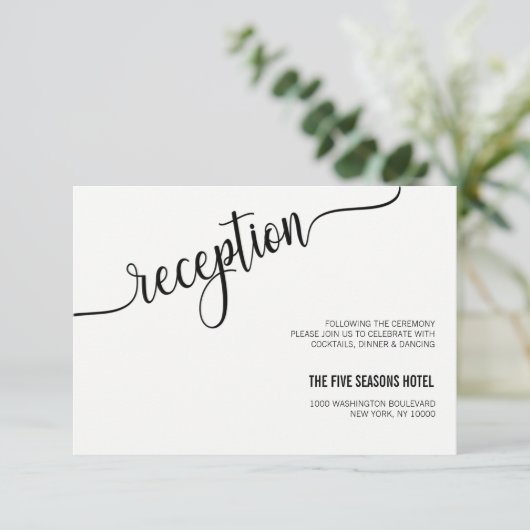 Moderne Black White Wedding RecEPING-kaart voor zw Informatiekaartje (Staand voorkant)