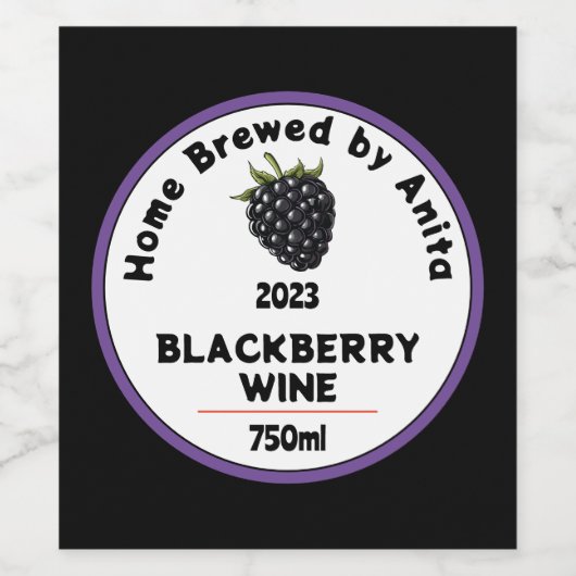 Moderne BlackBerry wijnfles Wijn Etiket (Enkel label)