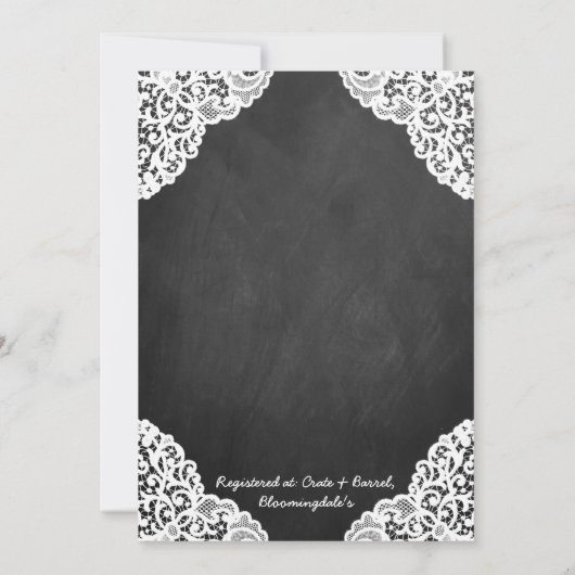 Moderne Blackboard & Witte Kant Bachelorette-feest Kaart (Achterkant)