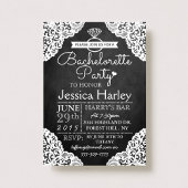 Moderne Blackboard & Witte Kant Bachelorette-feest Kaart