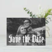Moderne Blackletter Typografie Foto Save The Date (Staand voorkant)