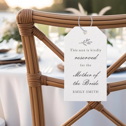 Moderne Blad Bruiloft Gereserveerde Zitplaats Stoe Cadeaulabel